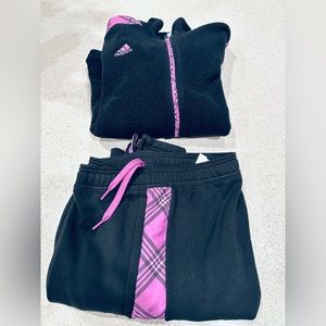 adidas Black and Pink Track Set with jogger type pants